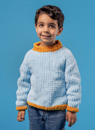 Snuggly Sweater - Free Jumper Knitting Pattern For Kids in Paintbox Yarns Chenille by Paintbox Yarns