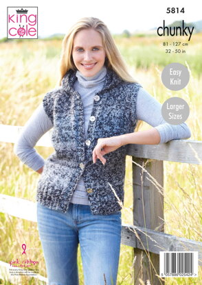 Ladies Waistcoasts Knitted in King Cole Autumn Chunky - 5814 - Downloadable PDF