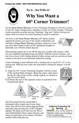 Marti Michell 60-degree Corner Trimmer Bulk pk of 12 Quilting Template