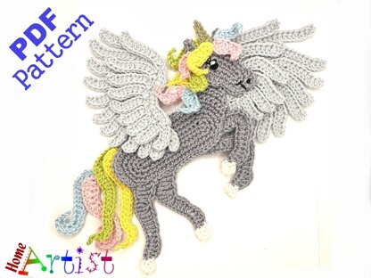 Pegasus crochet applique pattern