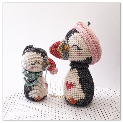 Carly and Paul the mummy and baby puffin crochet pattern