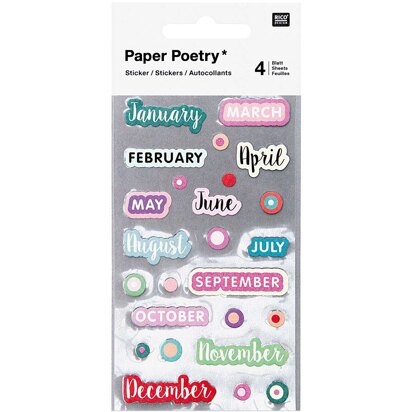 Paper Poetry Bullet Journal Sticker Sheets Months