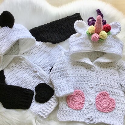 Hooded Panda & Unicorn Cardigan No 407