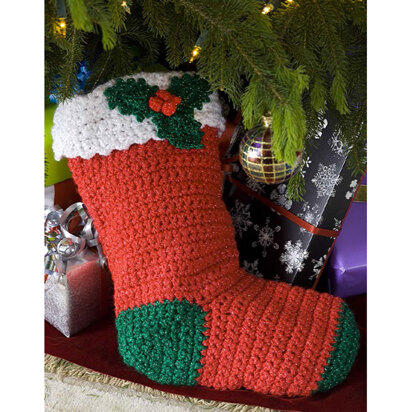 Crochet Holly Stocking in Red Heart Holiday - LW1871EN