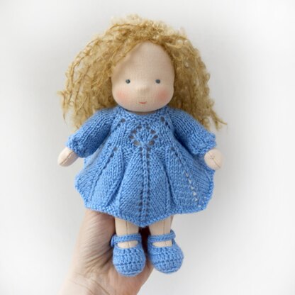 Knitted clothes set for a 7''/18 cm doll