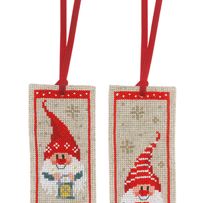 Vervaco Chistmas Gnomes 2pk Bookmark Cross Stitch Kit