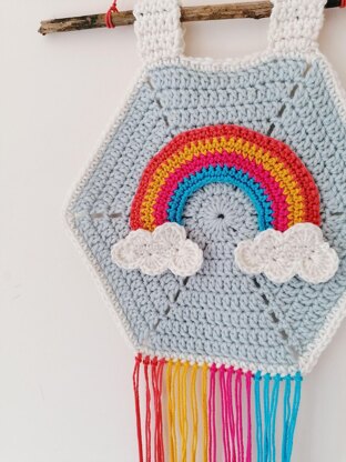 Hello rainbow wall hanging