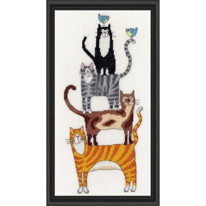 Bothy Threads Cat Stack Cross Stitch Kit - 18cm x 34cm