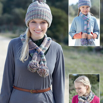 Hat and Scarves in Sirdar Crofter DK - 7335 - Downloadable PDF