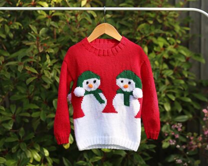 Snowmen Jumper Knitting Pattern (no 117) to fit 2 to 13 year old child