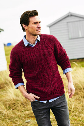 Mens Round Neck and V Neck Sweaters in Stylecraft Highland Heathers Aran - 9877 - Downloadable PDF