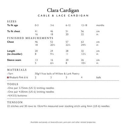 Willow & Lark Clara Cardigan PDF