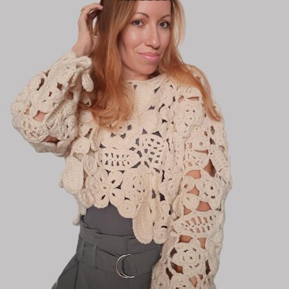 Boho Crochet Lace Oversized Sweater