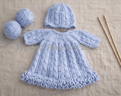 Triple Frill Doll Dress and Hat Knitting Pattern P59 – Elizabeth Primrose Patterns