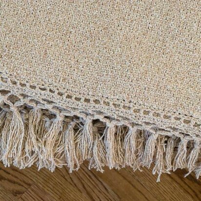 Linen Stitch Knit Throw w/Crochet Edge & Tassels