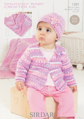 Cardigan, Blanket and Hat in Sirdar Snuggly Baby Crofter DK - 1391 - Downloadable PDF