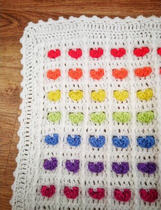 Rainbow of Hearts Blanket