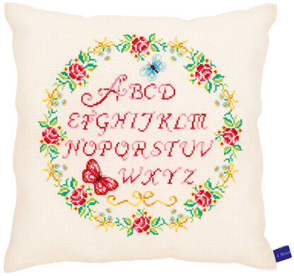 Vervaco Alphabet & Roses Cushion Cross Stitch Kit