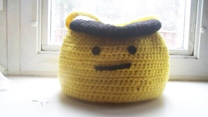 Smiley Face Crochet Storage Basket, Gift Bag, Planter