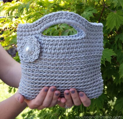 Stone Cotton Purse with Button Flower 2320