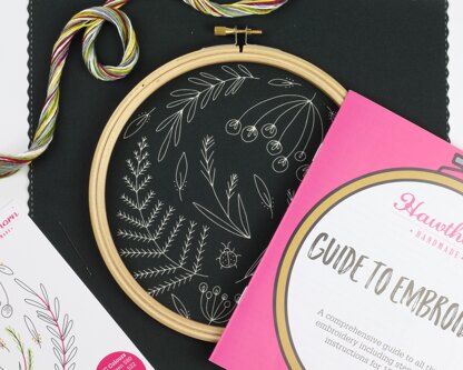 Hawthorn Handmade Black Wildwood Embroidery Kit - 16cm