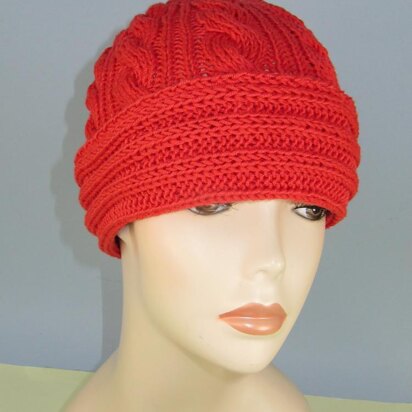 Rib Cuff Cable Beanie Hat