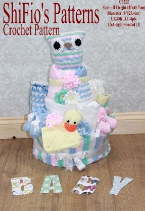 Crochet Pattern nappy cake UK & USA Terms #222