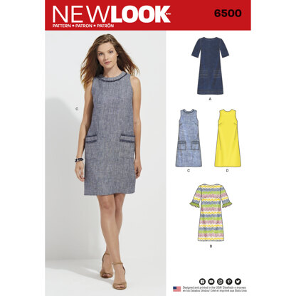 New Look 6500 Misses' Dress with Neckline, Sleeve, and Pocket Variations 6500 - Paper Pattern, Size A (10-12-14-16-18-20-22)