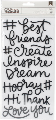 American Crafts Girl Squad Thickers Stickers 5.5"X11" 30/Pkg - Phrases/Foam