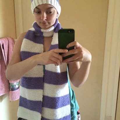 Striped Beanie and Scarf Pattern - knitting pattern