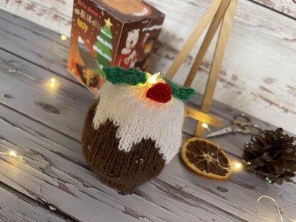 Flaming Christmas Pudding Chocolate Orange Cover Knitting Pattern