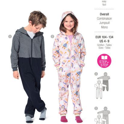 Burda Style Children's Hooded Jumpsuit and Onesie B9275 - Paper Pattern, Size 4-9 (104-134)