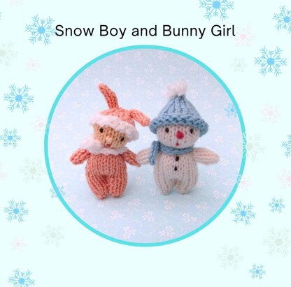 Little snow boy and bunny girl