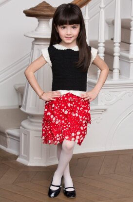 Girl's Ruffled Party Dress in Red Heart Anne Geddes Baby and Boutique Sashay - LW4152