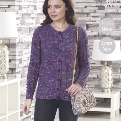 Cardigan & Sweater in King Cole Fashion Aran Combo - 5079 - Downloadable PDF