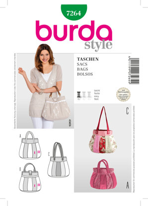Burda Style Bag Sewing Pattern B7264 - Paper Pattern, Size one size