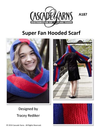 Super Fan Hooded Scarf in Cascade Yarns - A187 - Downloadable PDF