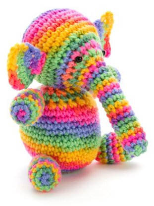 Colorful Elephant in Red Heart Kids - LW3230 - Downloadable PDF