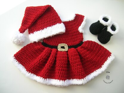 Mrs Santa Hat, Dress and Booties Outfit