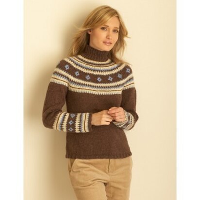 Fair Isle Yoke Pullover in Bernat Super Value - Downloadable PDF