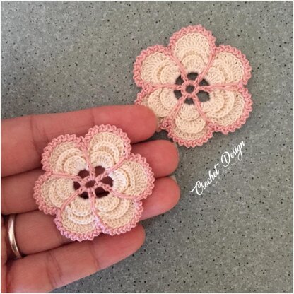 Crochet 3 Layered Flower applique / Embellishment / Motif