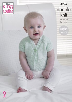 Baby Raglan Cardigans in King Cole Baby Pure DK - 4906 - Downloadable PDF