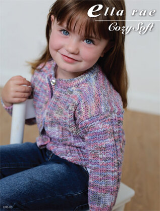 Garter Rib Cardigan in Ella Rae Cozy Soft Print - ER5-01 - Downloadable PDF