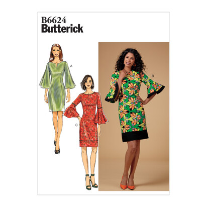 Butterick Misses'/Misses' Petite, Women's/Women's Petite Dress B6624 - Sewing Pattern