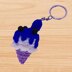 A crochet ice cream keychain