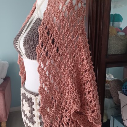 Coral Shell Stitch Crochet Lace Shrug-Cardigan