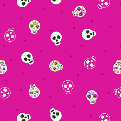 Lewis and Irene Small Things Glow – Sugar Skulls On Bright Pink