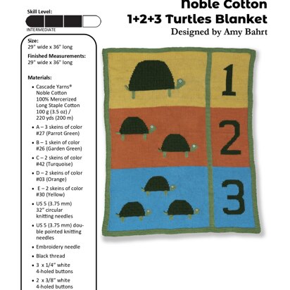 Turtles Blanket in Cascade Yarns Noble Cotton - DK605 - Downloadable PDF