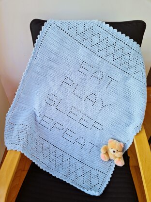 Eat Play Sleep Repeat Filet Blanket