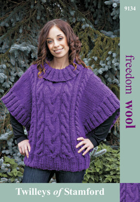 Cabled Poncho Sweater in Twilleys Freedom Wool - 9134